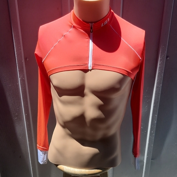 Orange Rash Guard Swim Top with High Neck and Long Sleeves - Picture 1 of 8